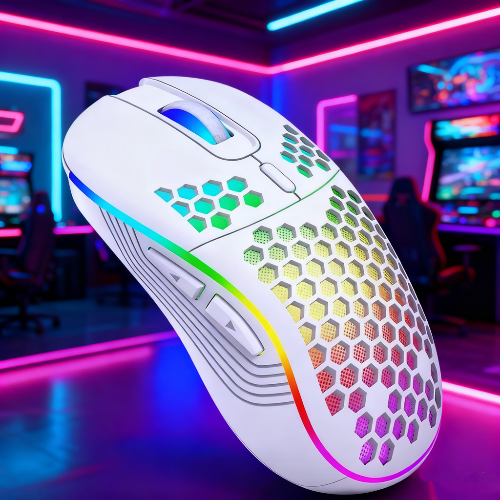 CM-G40W Wireless Gaming Mouse 2400 DPI Rechargeable RGB Honeycomb Mouse, 6 Buttons PERSIAN store