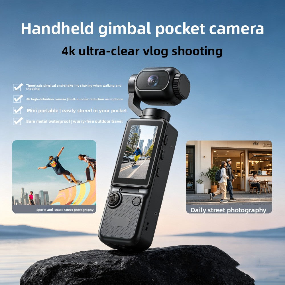 Portable 4K Vlog Camera with 3-Axis Gimbal Stabilizer | DV19 Handheld Action Camera, AI Face Tracking & TF Card PERSIAN store