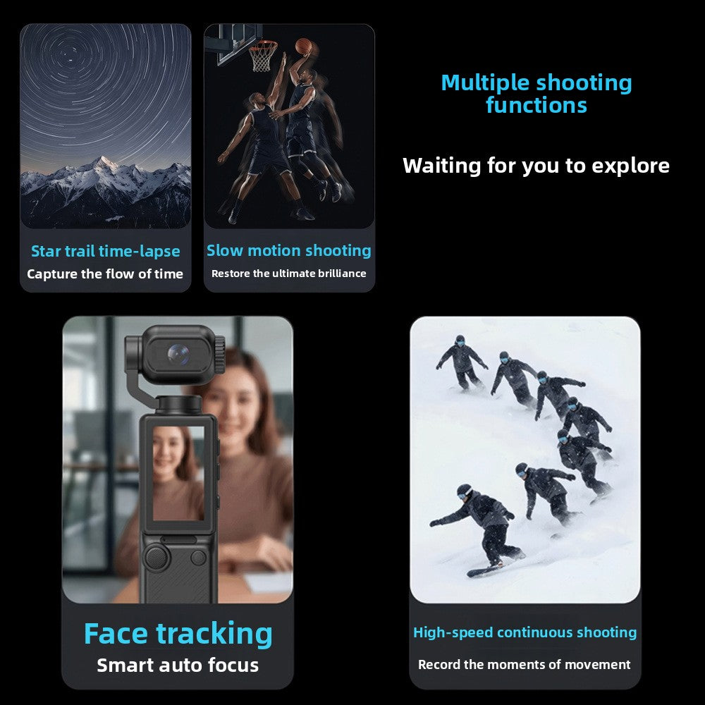 Portable 4K Vlog Camera with 3-Axis Gimbal Stabilizer | DV19 Handheld Action Camera, AI Face Tracking & TF Card PERSIAN store