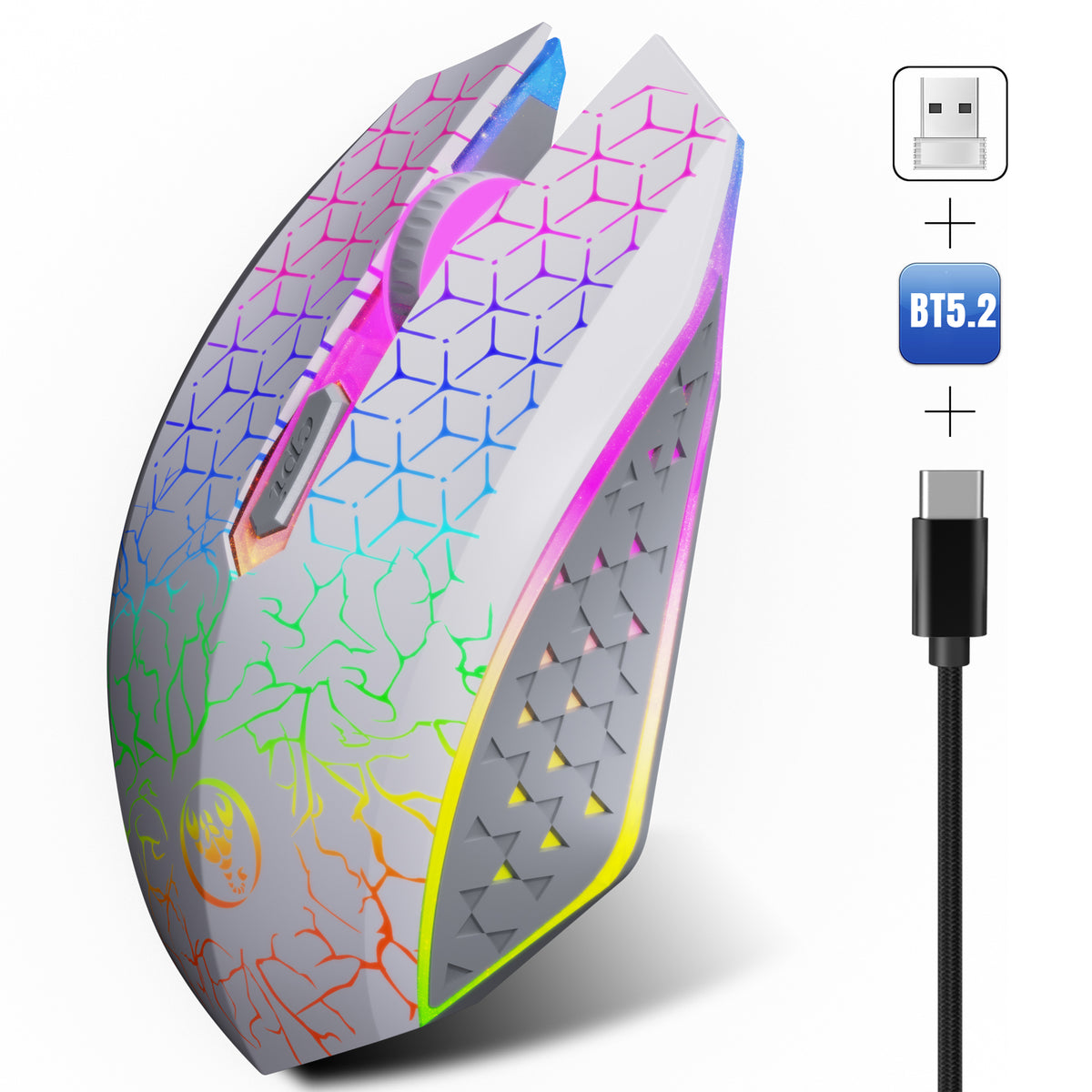 HXSJ T34 1600DPI RGB Wireless Gaming Mouse PERSIAN store